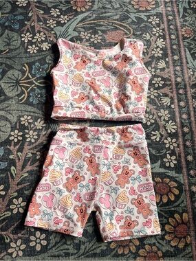 Shop The Magic Box Two-Piece Mickey Gingerbread & Cupcake Print Set - Pink Cream